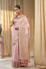 Baby Pink Banarasi Silk Saree