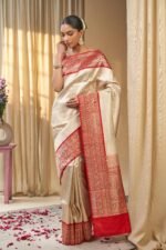 Cream Luxury Festive Saree for Women