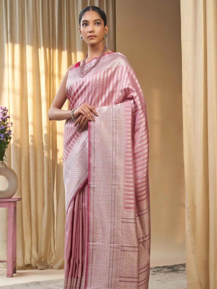 Aarvya (Silver Zari Iktara Bootiedar Blouse Saree) - Image 1