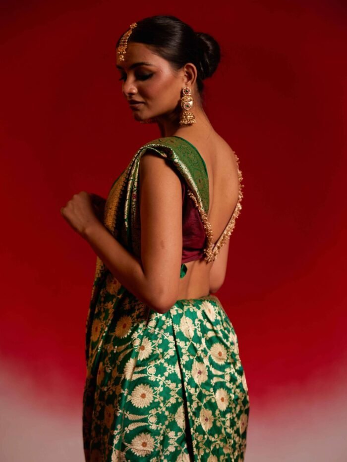 Yashica (Allover Katan Emerald Green Jangla) - Image 5