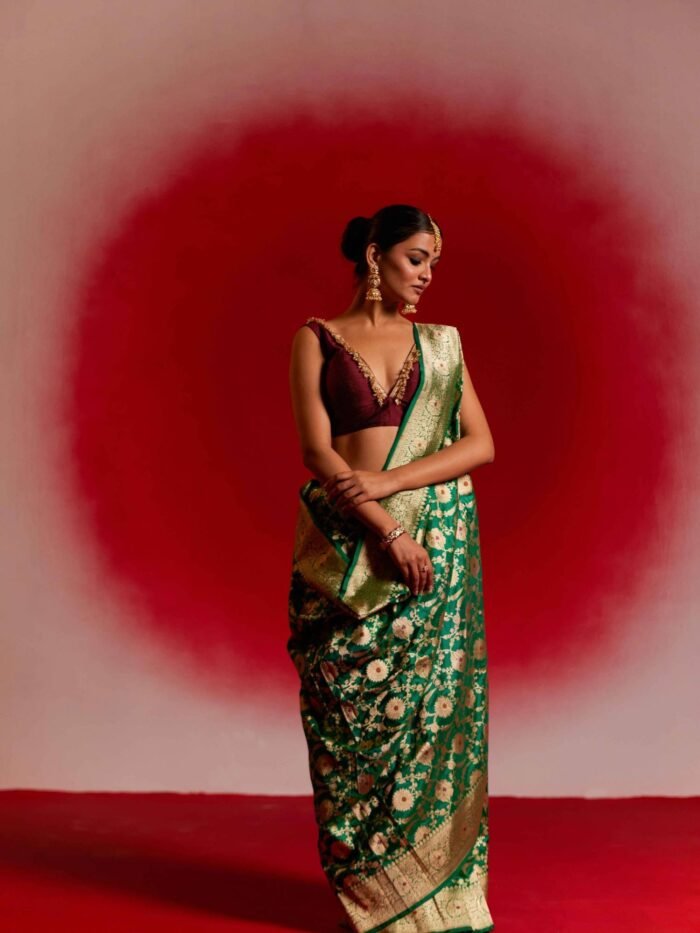 Yashica (Allover Katan Emerald Green Jangla) - Image 3