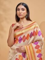 Ila (Beige Tanchoi Meenakari Border Saree) - Image 4