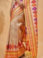 Ila (Beige Tanchoi Meenakari Border Saree) - Image 5