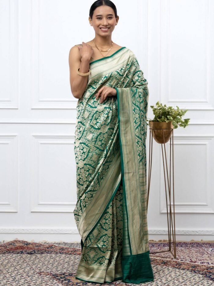 Amulya (Brocade Green Banarasi Silk Saree) - Image 1