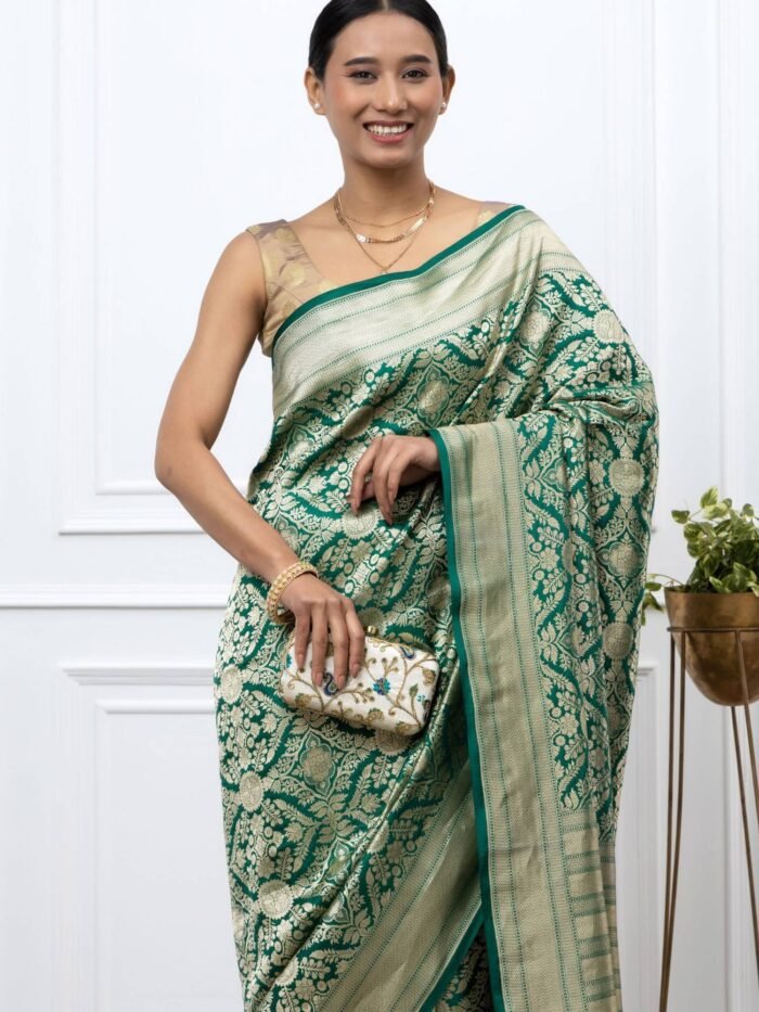 Amulya (Brocade Green Banarasi Silk Saree) - Image 4
