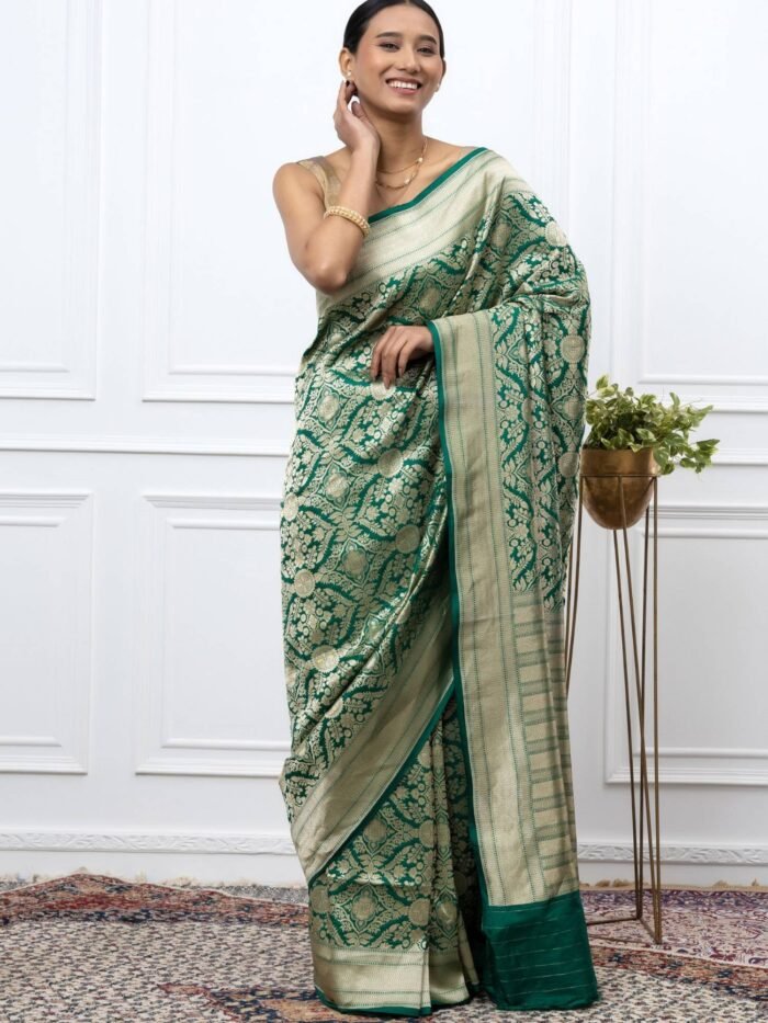 Amulya (Brocade Green Banarasi Silk Saree) - Image 2