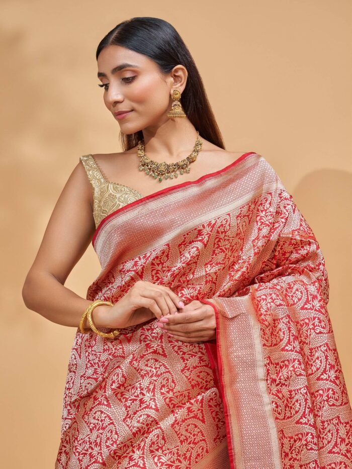 Nitya (Brocade Red Paisley Saree) - Image 4