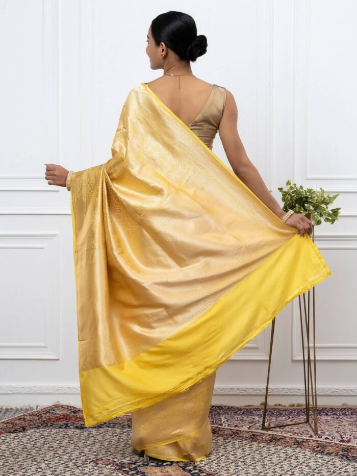 Ira (Brocade Yellow Banarasi Silk Saree) - Image 3