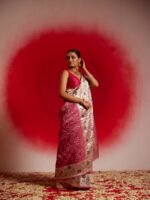 Kalindi (Tussar Georgette Pink Bandhini Saree) - Image 2