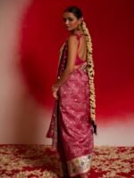 Kalindi (Tussar Georgette Pink Bandhini Saree) - Image 4