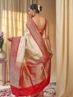 Ganga (Katan Silk Kadwa Red Border Saree) - Image 2