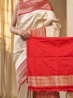 Ganga (Katan Silk Kadwa Red Border Saree) - Image 4