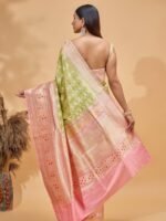 Meera (Green Katan Silk Pink Border) - Image 3