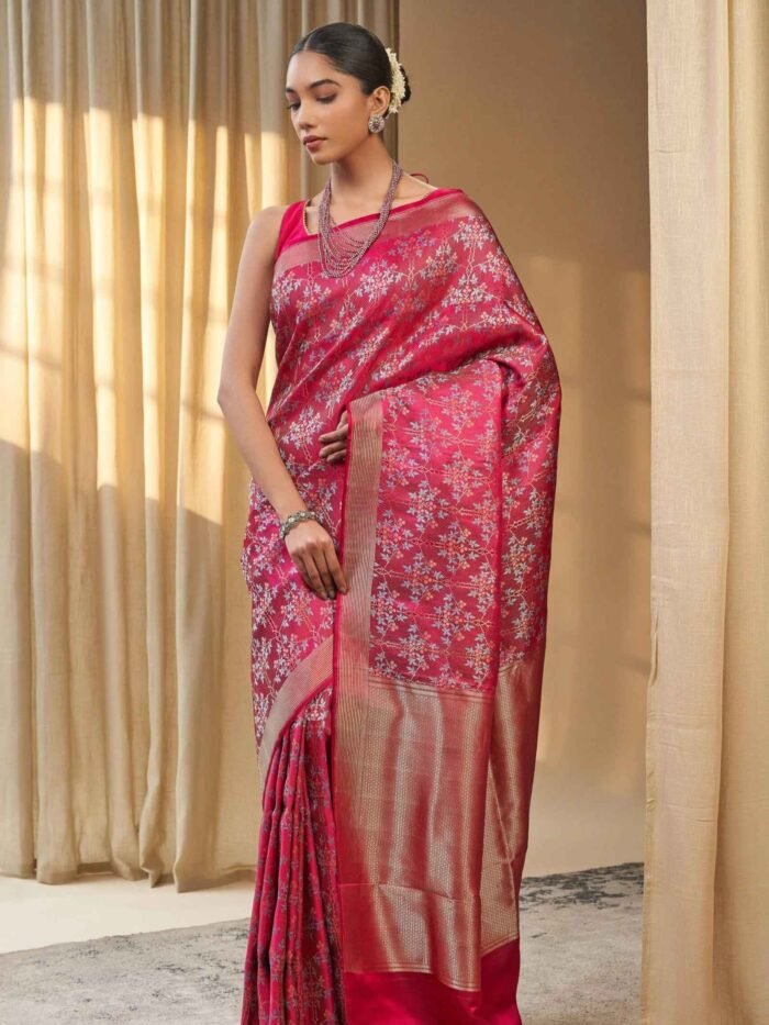 Hemalata (Elegant Wine Mushru Silk Saree) - Image 3