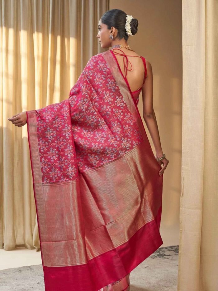 Hemalata (Elegant Wine Mushru Silk Saree) - Image 2