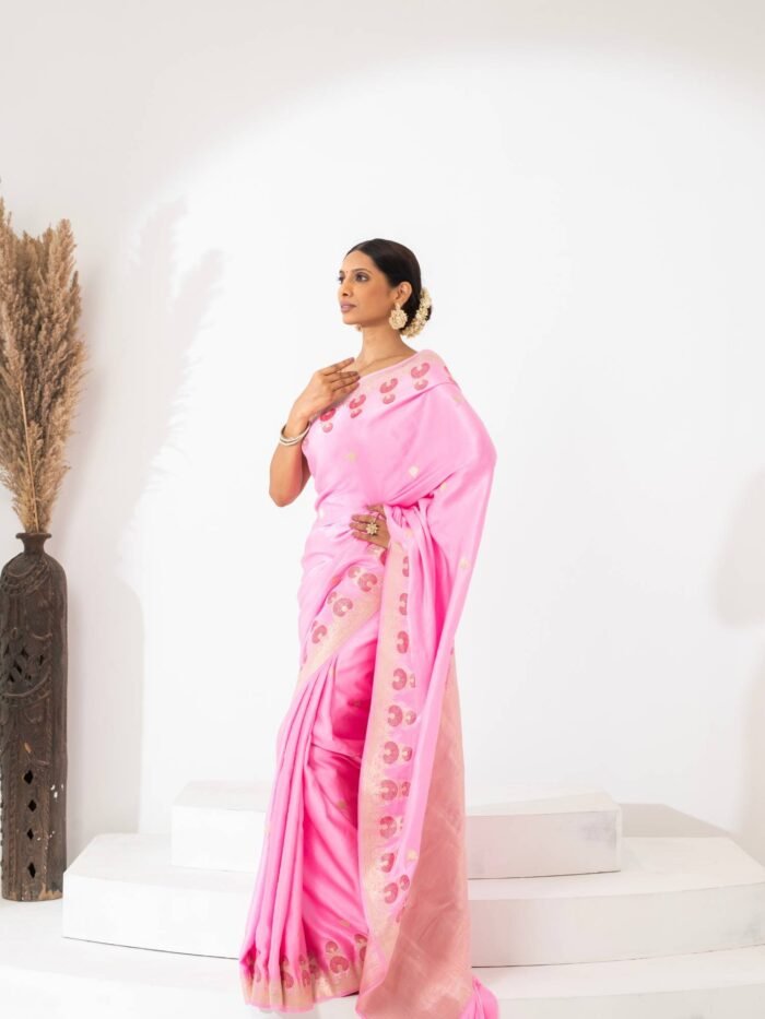 Shambhavi (Hot Pink Kadwa Mushru Satin Saree) - Image 2