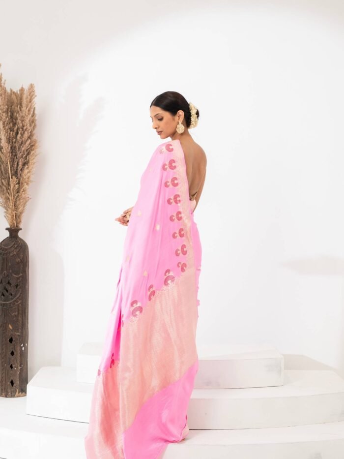 Shambhavi (Hot Pink Kadwa Mushru Satin Saree) - Image 3