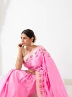 Shambhavi (Hot Pink Kadwa Mushru Satin Saree) - Image 4