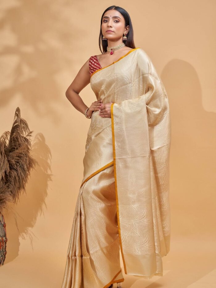 Chaitali (Ivory Satin Saree) - Image 2