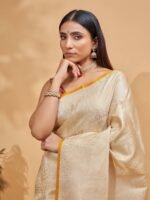 Chaitali (Ivory Satin Saree) - Image 4