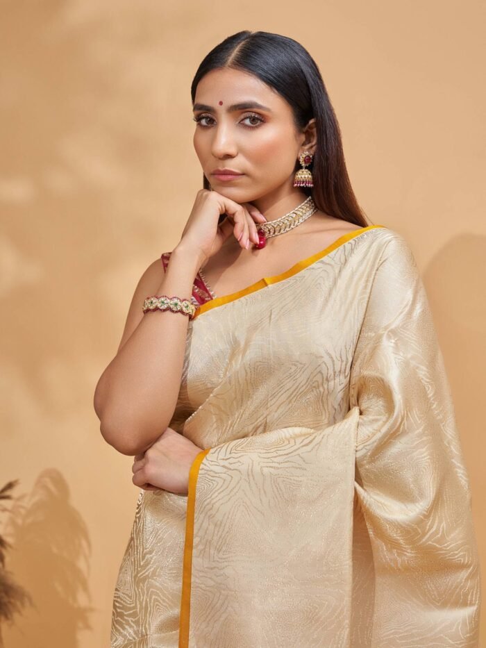 Chaitali (Ivory Satin Saree) - Image 4