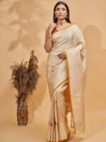Chaitali (Ivory Satin Saree)