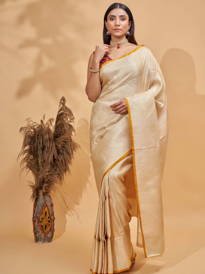 Chaitali (Ivory Satin Saree) - Image 1