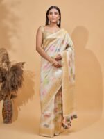 Sharanya (Ivory Tussar Georgette Jaal Saree)