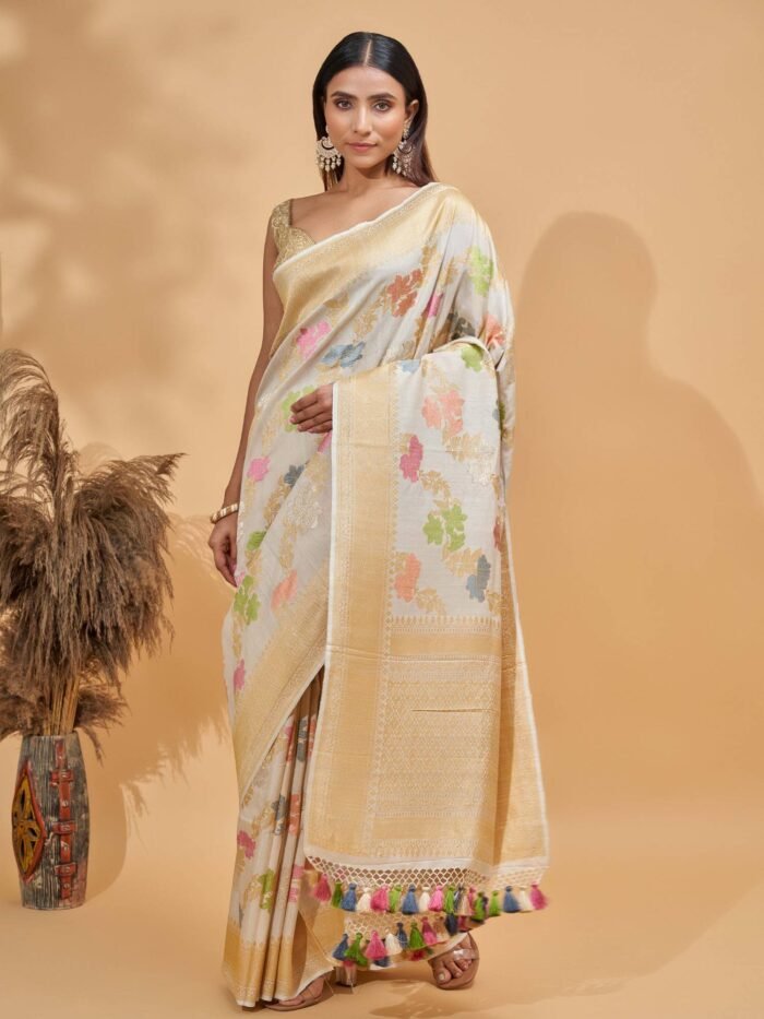 Sharanya (Ivory Tussar Georgette Jaal Saree) - Image 2