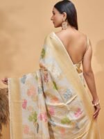 Sharanya (Ivory Tussar Georgette Jaal Saree) - Image 5