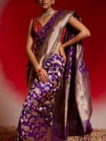 Sitara (Purple Katan Banarasi Jangla Saree) - Image 4