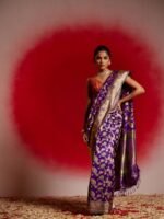 Sitara (Purple Katan Banarasi Jangla Saree) - Image 2