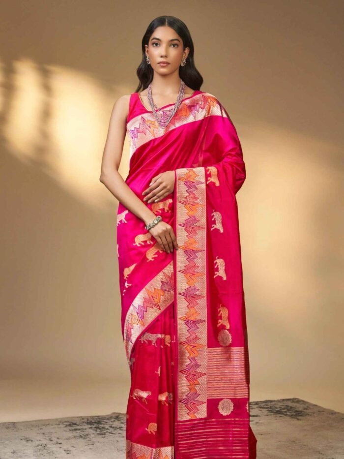Kalpana (Sherbagh Woven Sher Motif Katan Saree) - Image 1