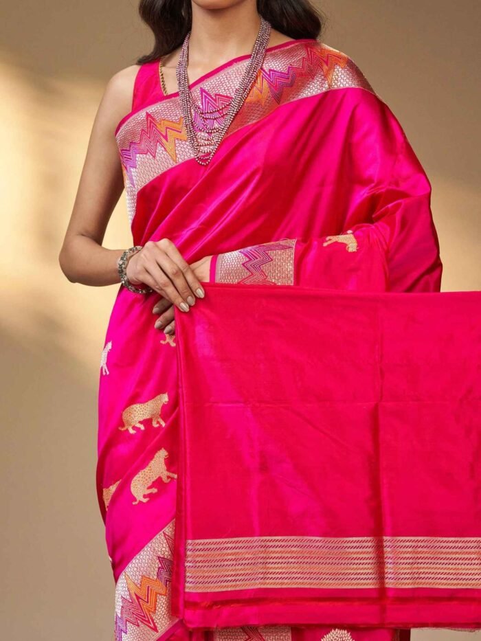 Kalpana (Sherbagh Woven Sher Motif Katan Saree) - Image 4