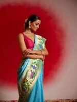 Krithika (Blue Paithani Lotus Border Saree) - Image 4