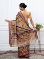 Mridula (Maroon Tussar Pen Kalamkari Saree) - Image 3