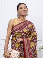 Mridula (Maroon Tussar Pen Kalamkari Saree) - Image 4