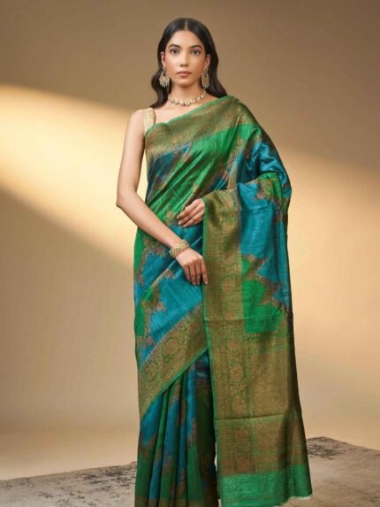 Moksha (Tussar Kadwa Rangkat Antique Zari Saree)