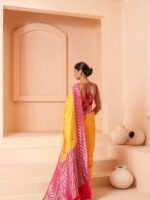 Vidhatri (Mustard Pink Kadwa Mushru Satin Saree) - Image 3