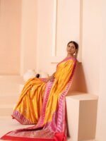 Vidhatri (Mustard Pink Kadwa Mushru Satin Saree) - Image 4