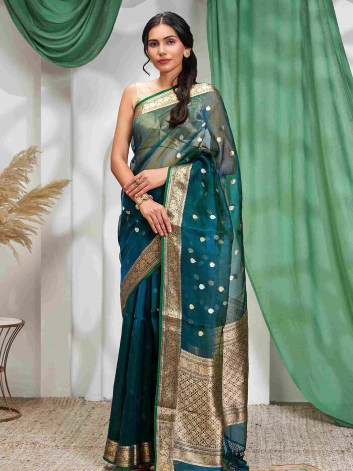Blue kanjivaram silk saree