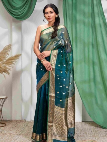 Blue kanjivaram silk saree