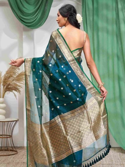 Blue kanjivaram silk saree