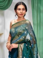 Blue kanjivaram silk saree