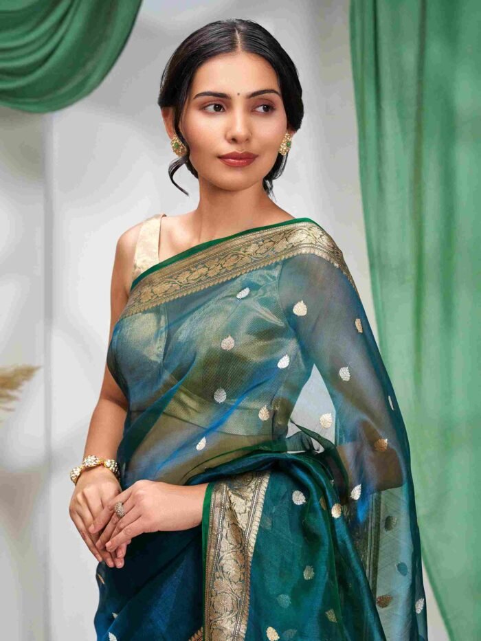 Blue kanjivaram silk saree