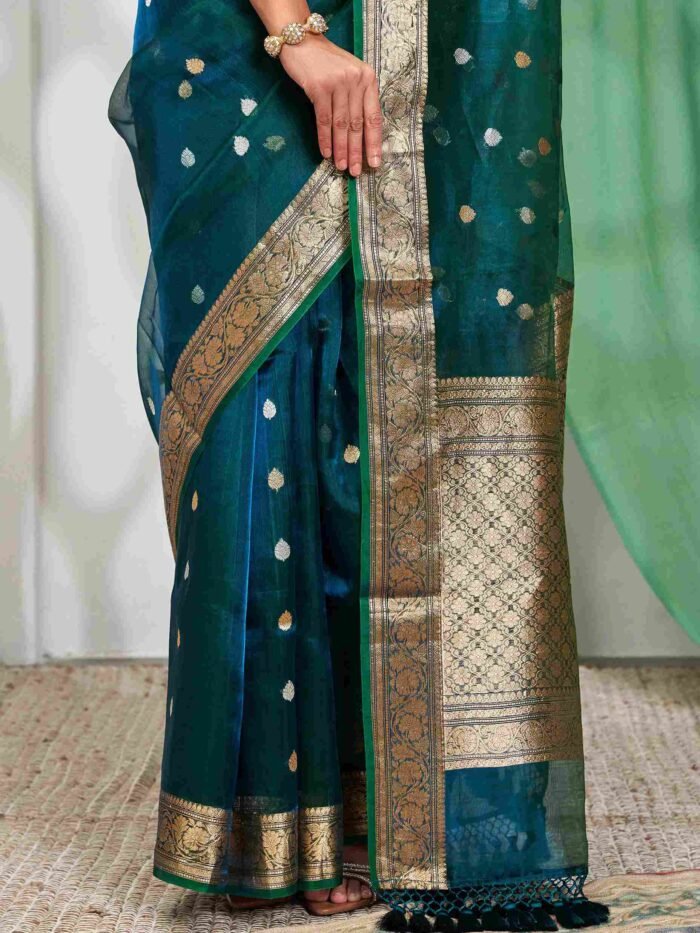Blue kanjivaram silk saree