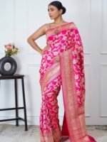 Revathi (Allover Katan Kadwa Fushia Pink Saree) - Image 3