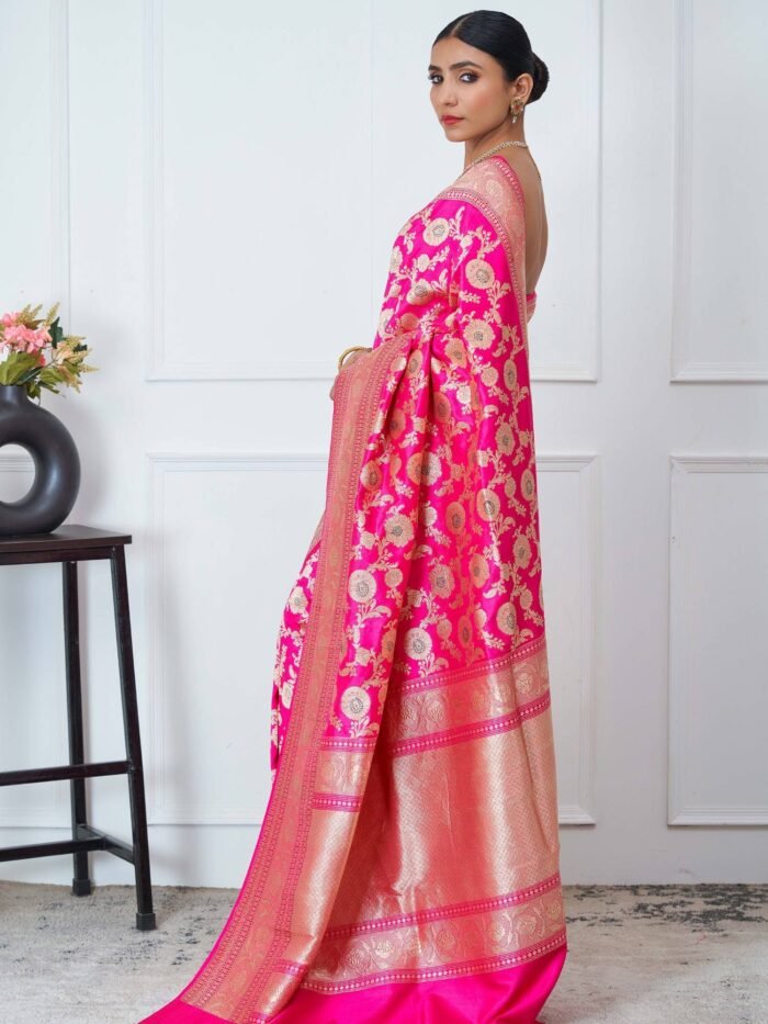 Revathi (Allover Katan Kadwa Fushia Pink Saree) - Image 4