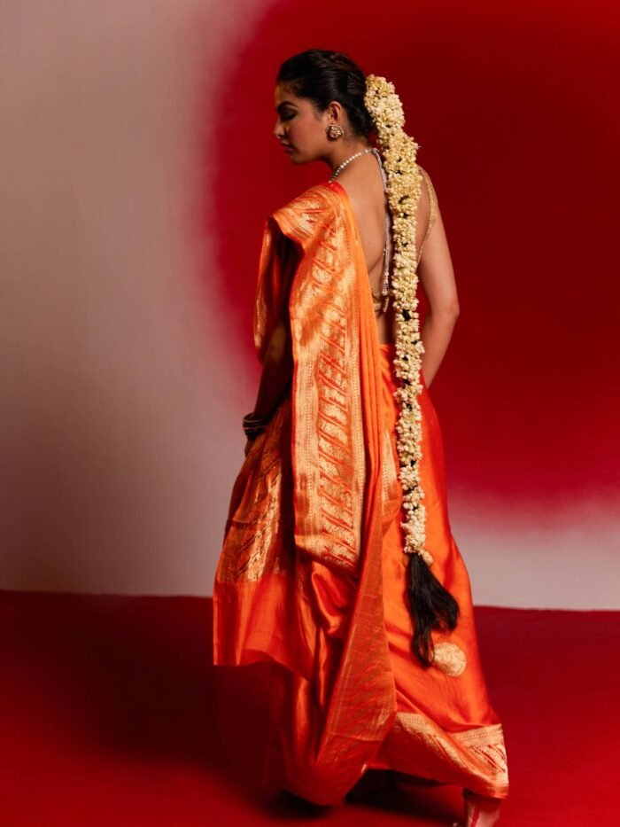 Sumedha (Orange Kadwa Mushru Silk Saree) - Image 4