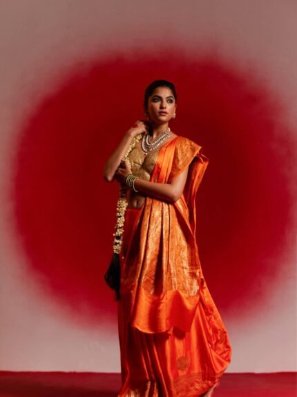 Sumedha (Orange Kadwa Mushru Silk Saree)